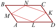 Parallelogramm s vershinami v seredinah storon parallelogramma