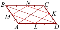 Parallelogramm s vershinami v seredinah storon