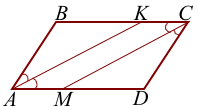 Ugol mezhdu bissektrisami protivolezhashchih uglov parallelogramma