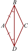 diagonal' romba po storone i uglu