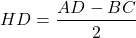 \[HD = \frac{{AD - BC}}{2}\]